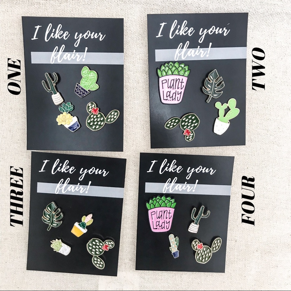 Plant Lady Enamel Pin Set - 4 Different Pins - NWT - Picture 5 of 5